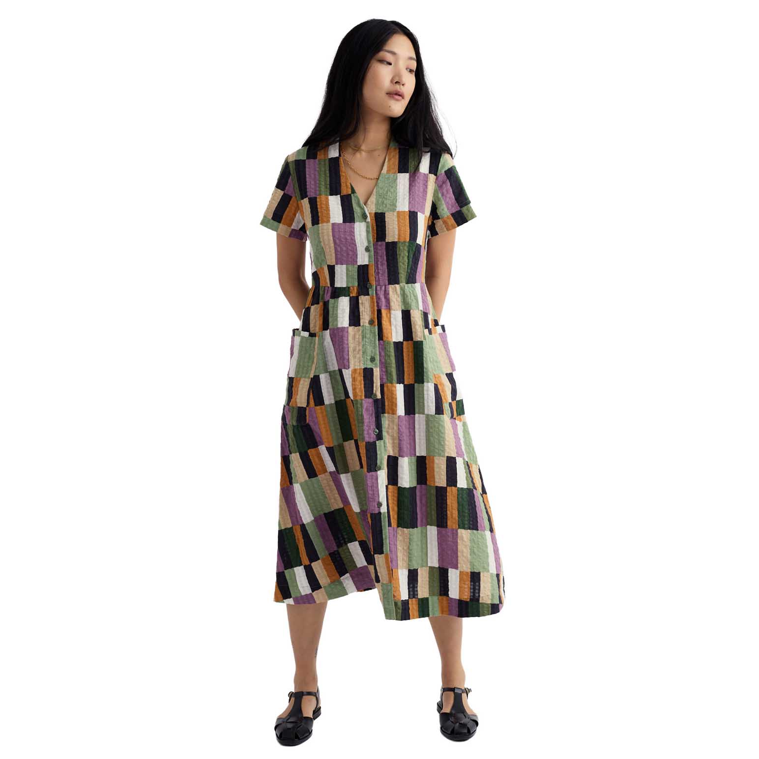 Seasalt Cornwall Fowen Shirt Dress Field Colour Dried Basil